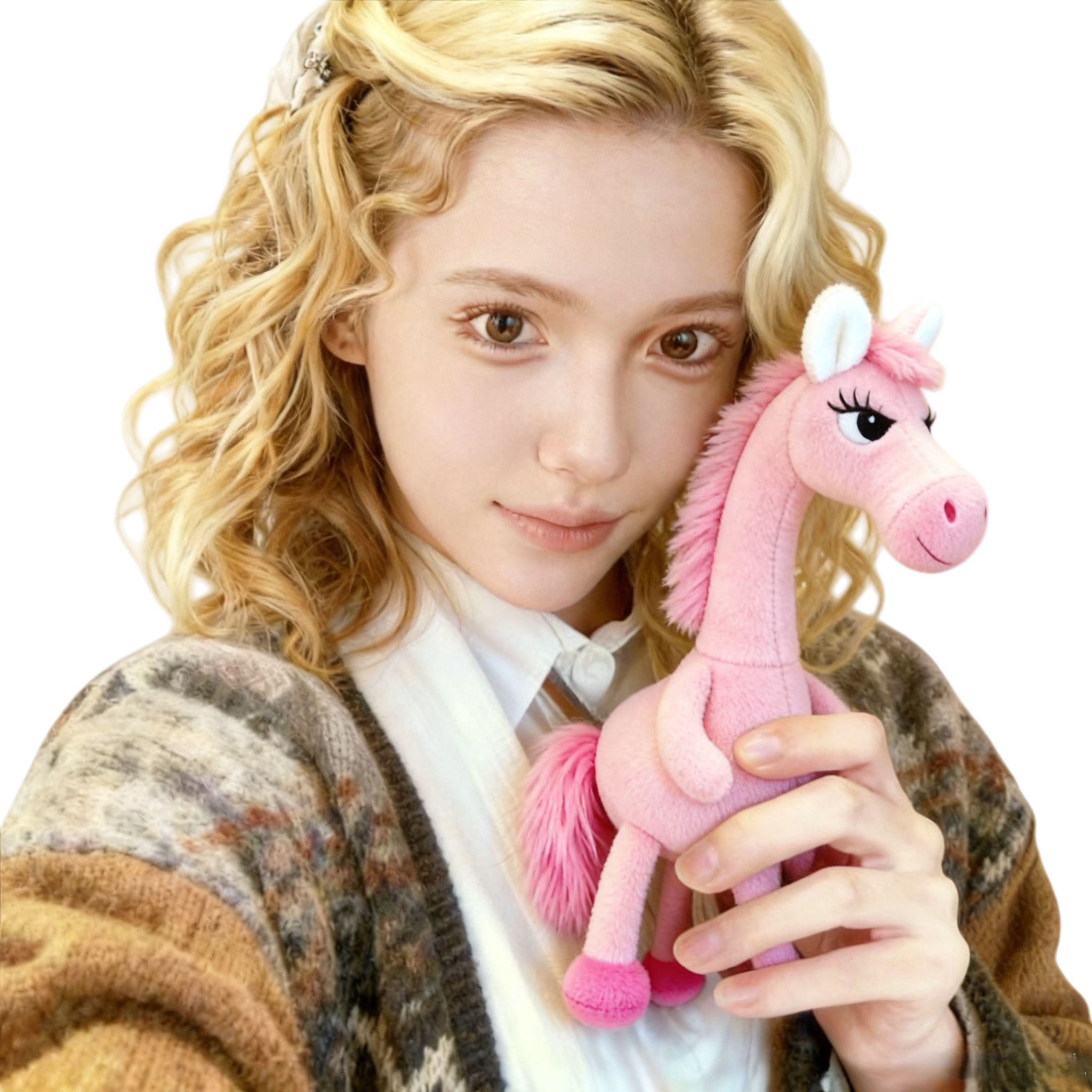 Destined Peach Pink Horse Plush Backpack Charm - Brings Peach Blossom Luck & Good Fortune, Plush Doll Keychain