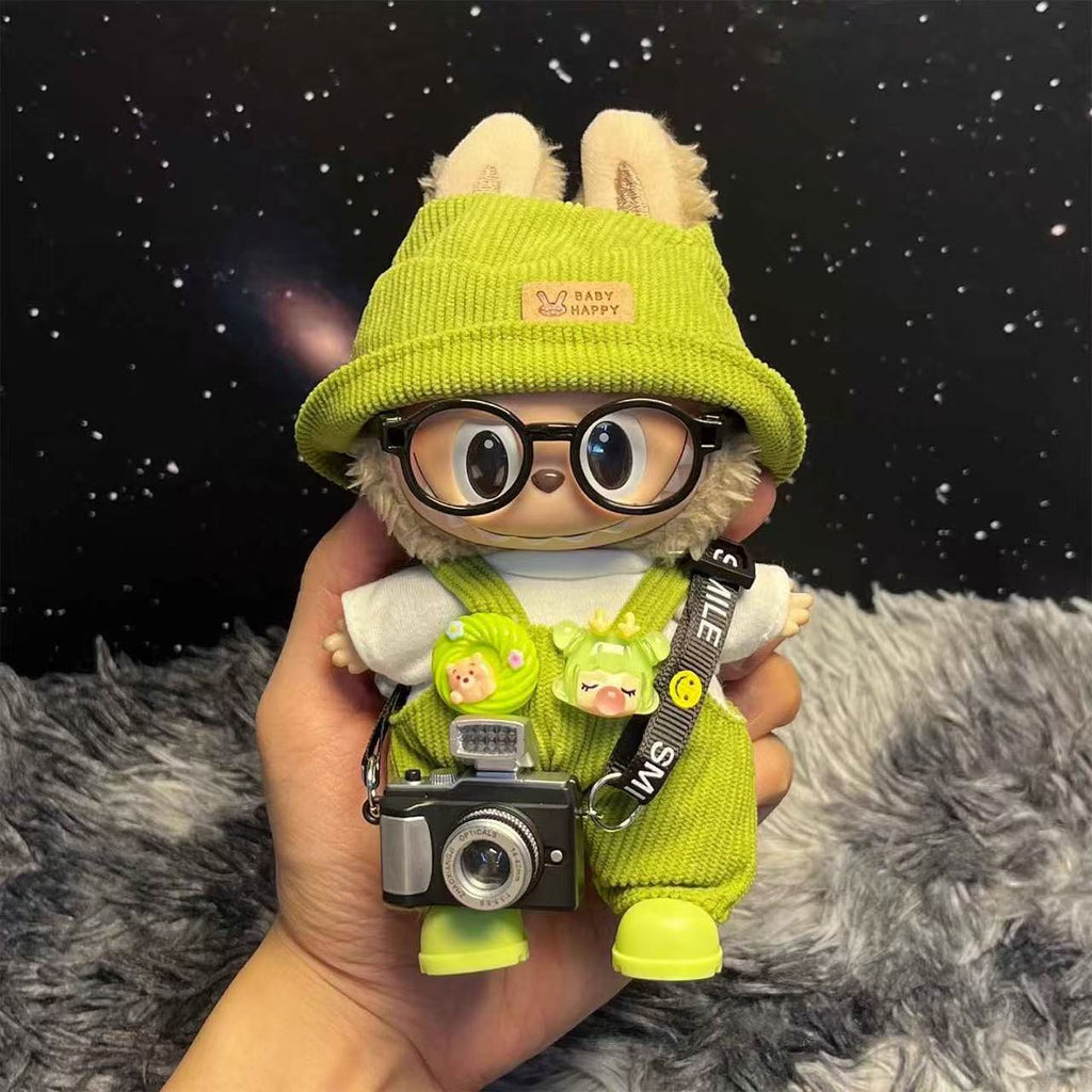 Doll Clothing For 17cm dolls Trendy Doll Outfit Set, Green Corduroy Hat & Overalls for Dolls
