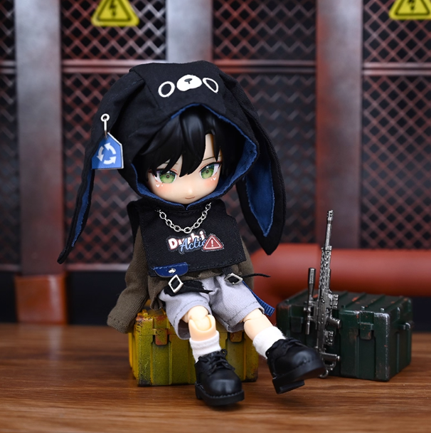 Trendy Animal Ear Hooded Set | Dark Style Cat Ear/Rabbit Ear Doll Outfit 1/12 BJD Dolls