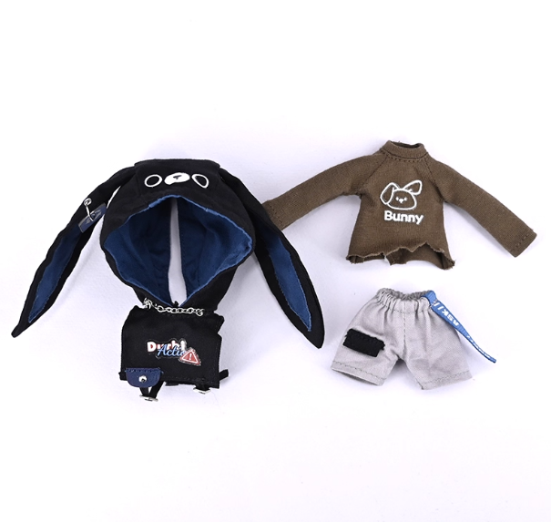 Trendy Animal Ear Hooded Set | Dark Style Cat Ear/Rabbit Ear Doll Outfit 1/12 BJD Dolls