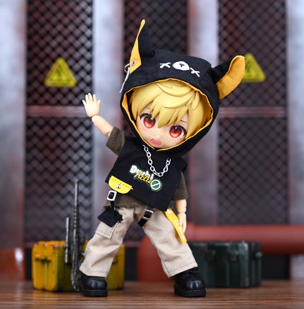 Trendy Animal Ear Hooded Set | Dark Style Cat Ear/Rabbit Ear Doll Outfit 1/12 BJD Dolls