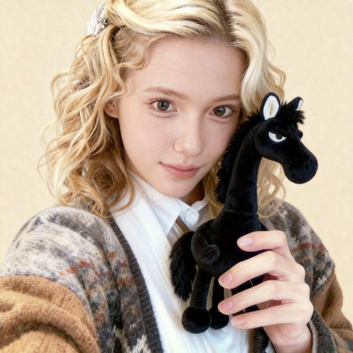 Destined Peach Pink Horse Plush Backpack Charm - Brings Peach Blossom Luck & Good Fortune, Plush Doll Keychain