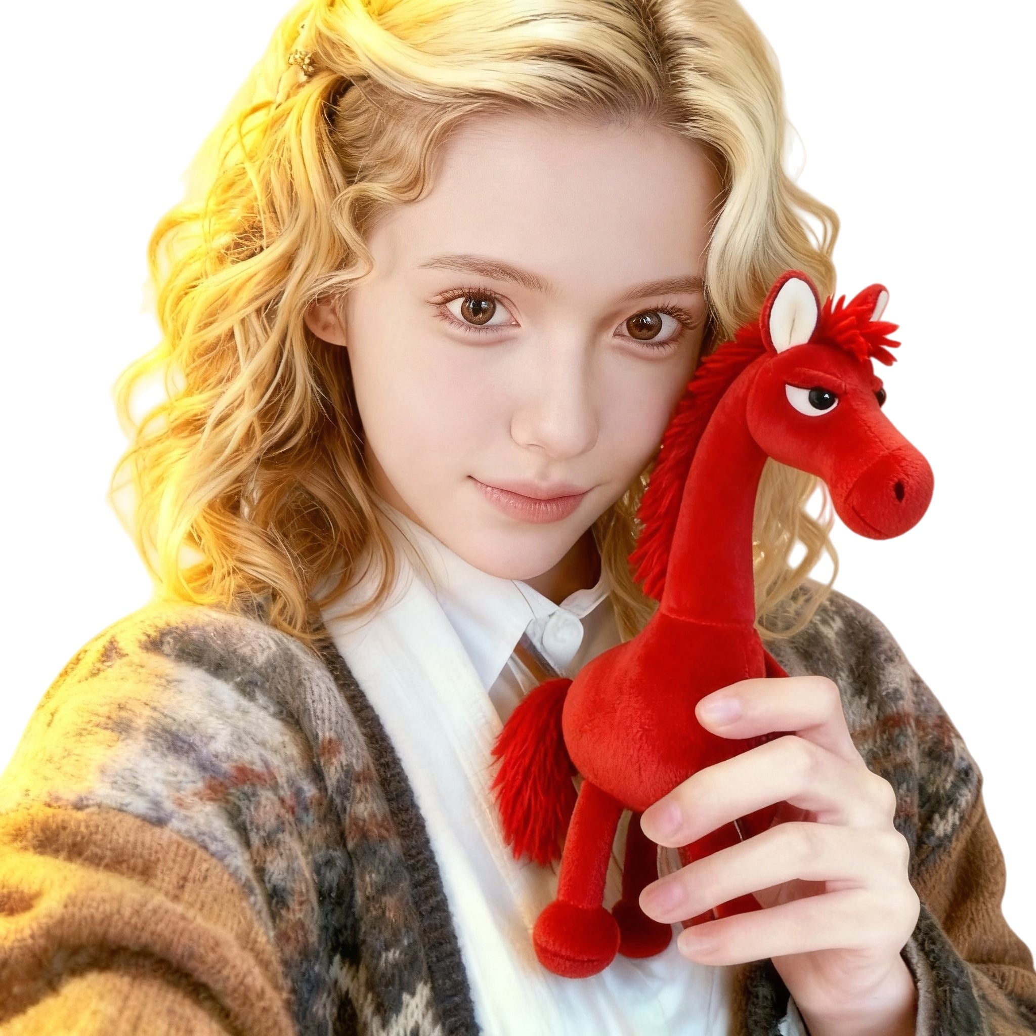 Destined Peach Pink Horse Plush Backpack Charm - Brings Peach Blossom Luck & Good Fortune, Plush Doll Keychain