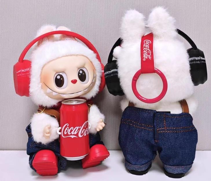 Doll Clothing For 17cm dolls Themed Plush Doll Outfit Denim Overalls + Stylish Headphones  Doll Clothes Set
