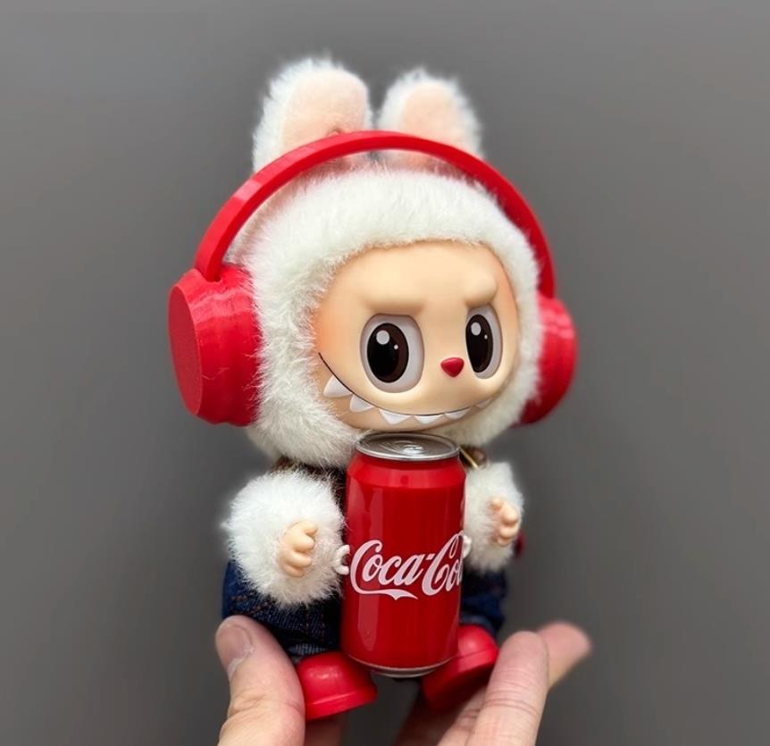 Doll Clothing For 17cm dolls Themed Plush Doll Outfit Denim Overalls + Stylish Headphones  Doll Clothes Set