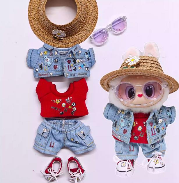 Doll Clothing Set For 17cm dolls Fashion Denim 6-Piece Set