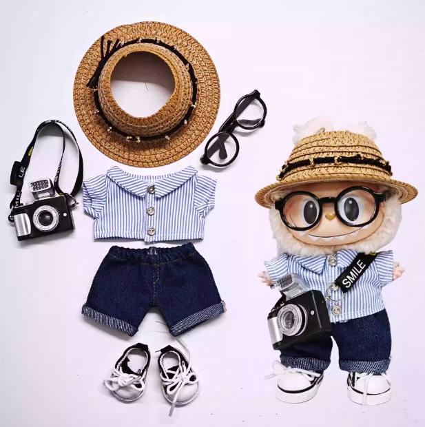 Doll Clothing For 17cm dolls Fashionable Striped Casual 6-Piece Doll Outfit Set