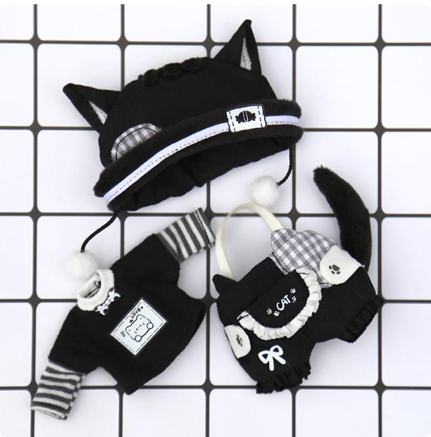 Cute Cat Outfit for OB11 Dolls - 1/12 BJD Body9 Doll Clothes 3-Piece Set