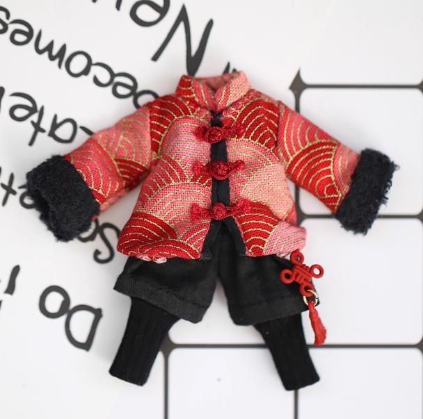 OB11 Doll Clothing, 1/12 Scale BJD Doll Apparel, New Year Tang Suit Festival Outfit, Doll Replacement Costume Set