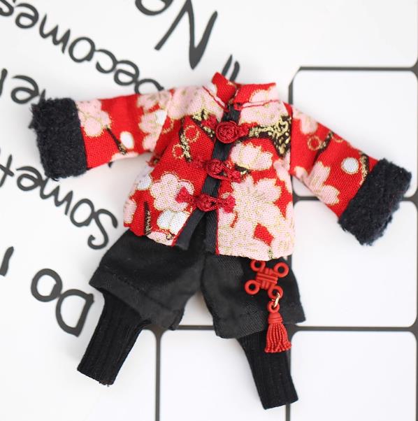OB11 Doll Clothes, 1/12 Scale BJD Doll Apparel, New Year Tang Suit Festival Outfit, Doll Replacement Costume Set