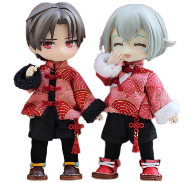 OB11 Doll Clothing, 1/12 Scale BJD Doll Apparel, New Year Tang Suit Festival Outfit, Doll Replacement Costume Set