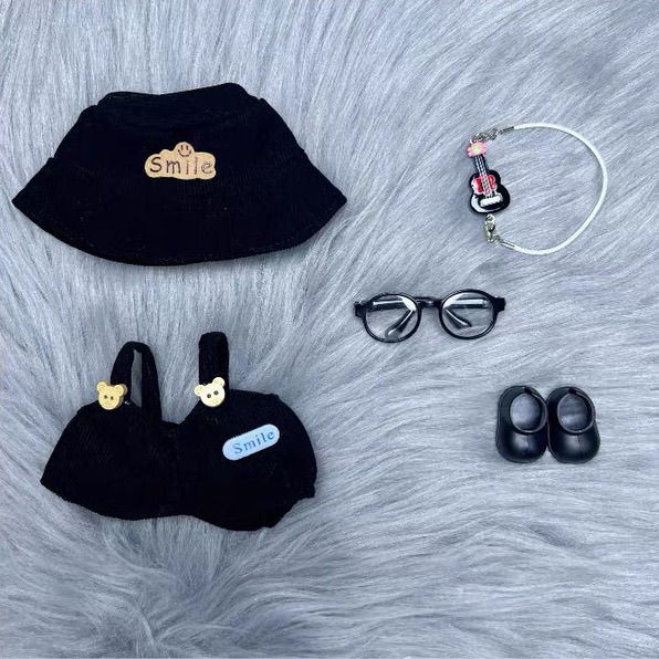 Doll Clothing For 15-17cm dolls/Doll Clothes Set - 5 Pieces ( Jumpsuit, Hat, Glasses,Shoes,fashion accessory)