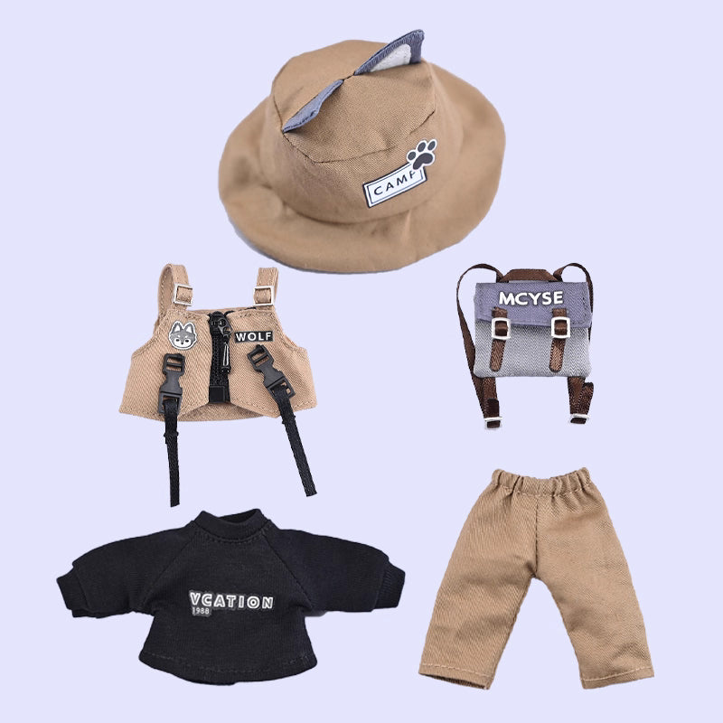 OB11 Doll Clothes | 1/12 BJD Doll Outfits | 5-Piece Doll Camping Sportswear Set