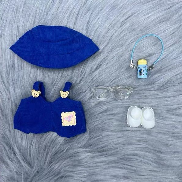 Doll Clothing For 15-17cm dolls/Doll Clothes Set - 5 Pieces ( Jumpsuit, Hat, Glasses,Shoes,fashion accessory)