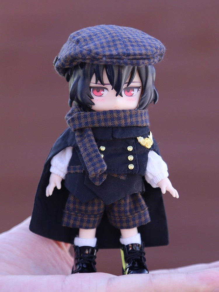 OB11 Doll Clothes | 1/12 BJD Doll Outfits | Doll British Beret & Retro Cape 8-Piece Set | Doll Clothing