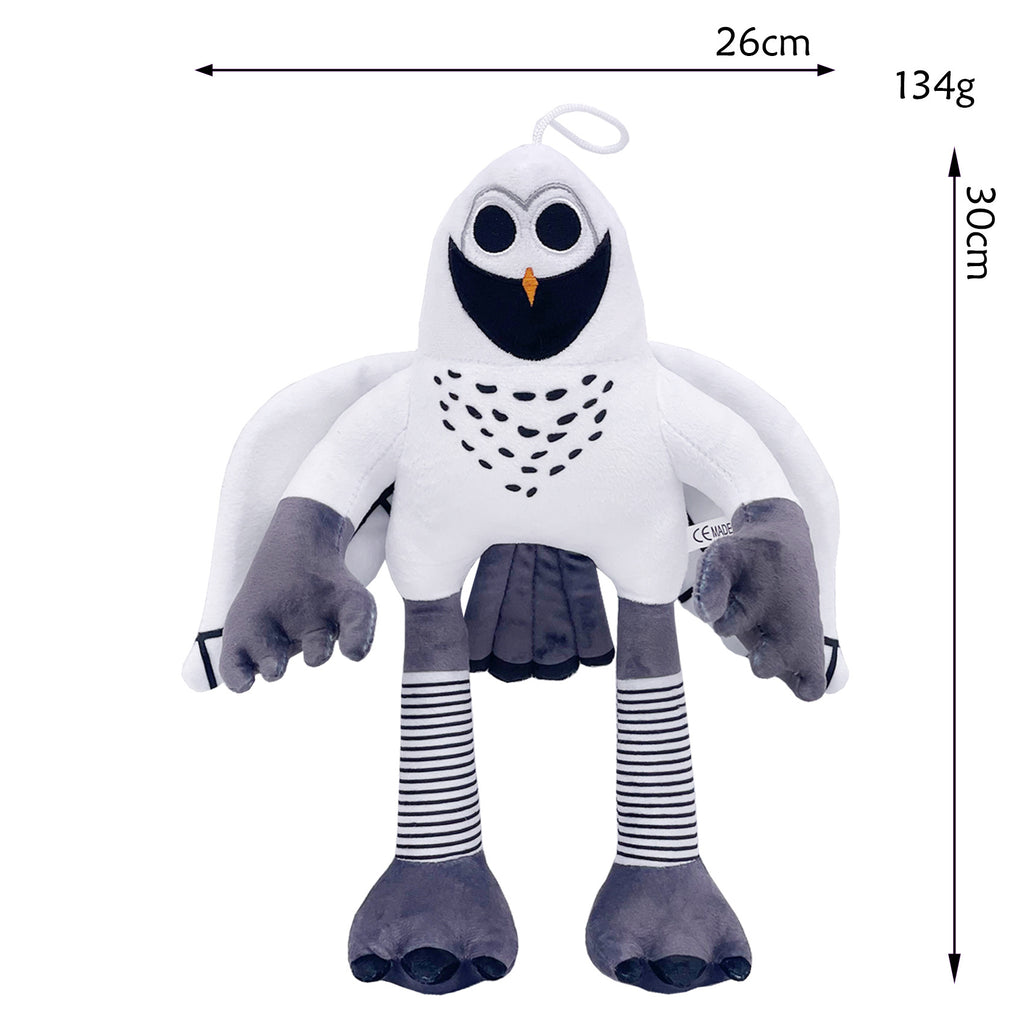 99Nights Plush Toy - White Bird Big Black Eyes Black Beak Gray Limbs Striped Legs Stuffed Doll with Hanging Loop