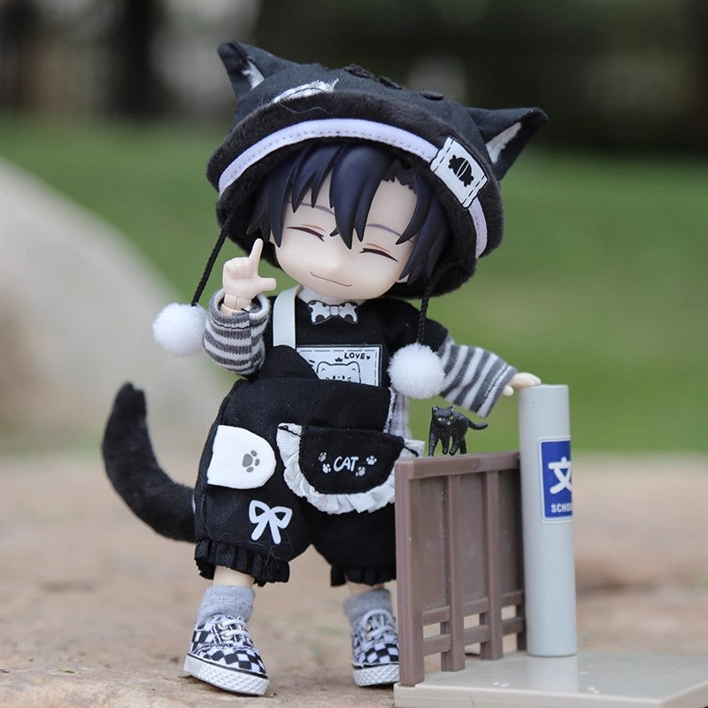 Cute Cat Outfit for OB11 Dolls - 1/12 BJD Body9 Doll Clothes 3-Piece Set