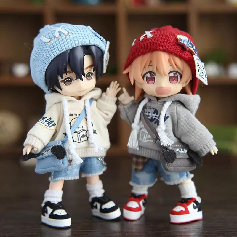 Doll Clothes, 4-Piece Set P9 Body Clothes, 1/12 Scale BJD Sweater Outfits