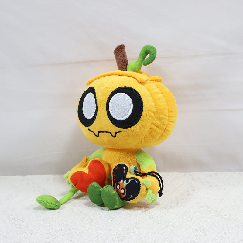 Gourdy Plush Toy - Cute Pumpkin Monster Stuffed Animal with Heart Tag, Halloween & Holiday Gift for Kids"