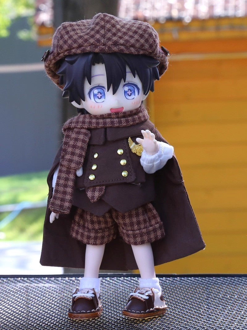 OB11 Doll Clothes | 1/12 BJD Doll Outfits | Doll British Beret & Retro Cape 8-Piece Set | Doll Clothing