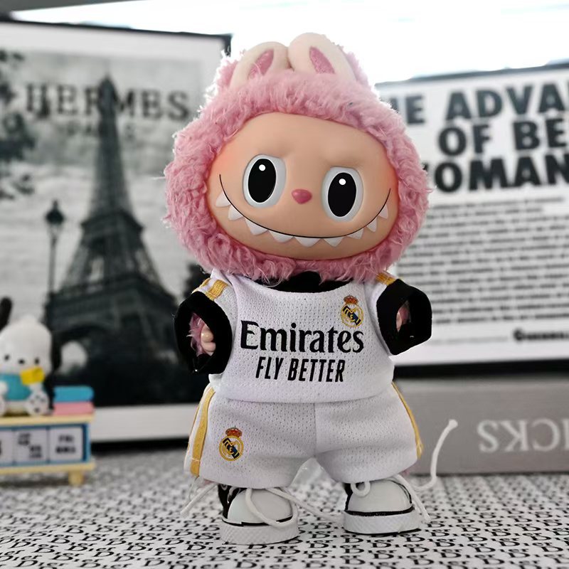 Football Style Doll Outfit Set, Real Madrid Jersey & Shorts Costume, 17cm Sporty Doll Clothing