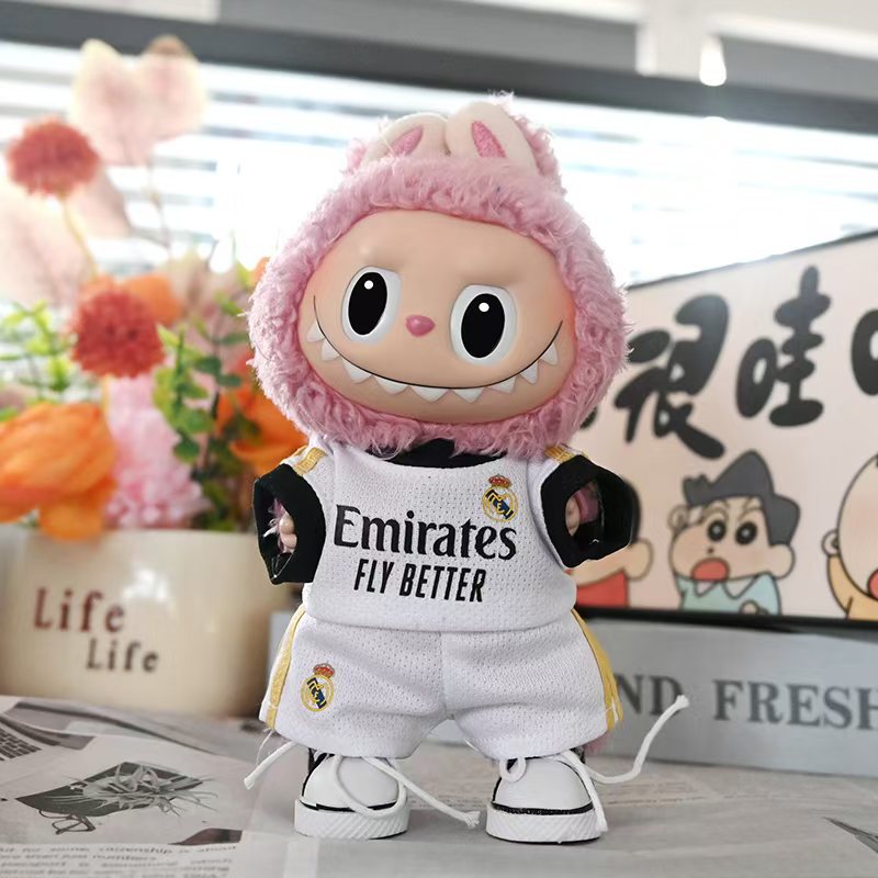 Football Style Doll Outfit Set, Real Madrid Jersey & Shorts Costume, 17cm Sporty Doll Clothing