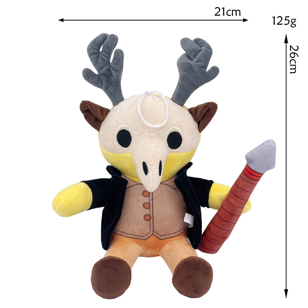 99Nights Plush Toy - Skull Head Deer Antlers Bird Beak Outfit with Weapon Stuffed Doll with Hanging Loop