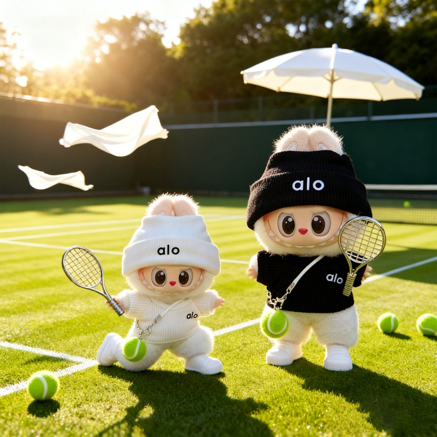 17cm Sport Tennis Doll Outfit - Knit Sweater, Beanie Hat & Tennis Accessories Set for Plush Dolls | Cross-Border Bestseller
