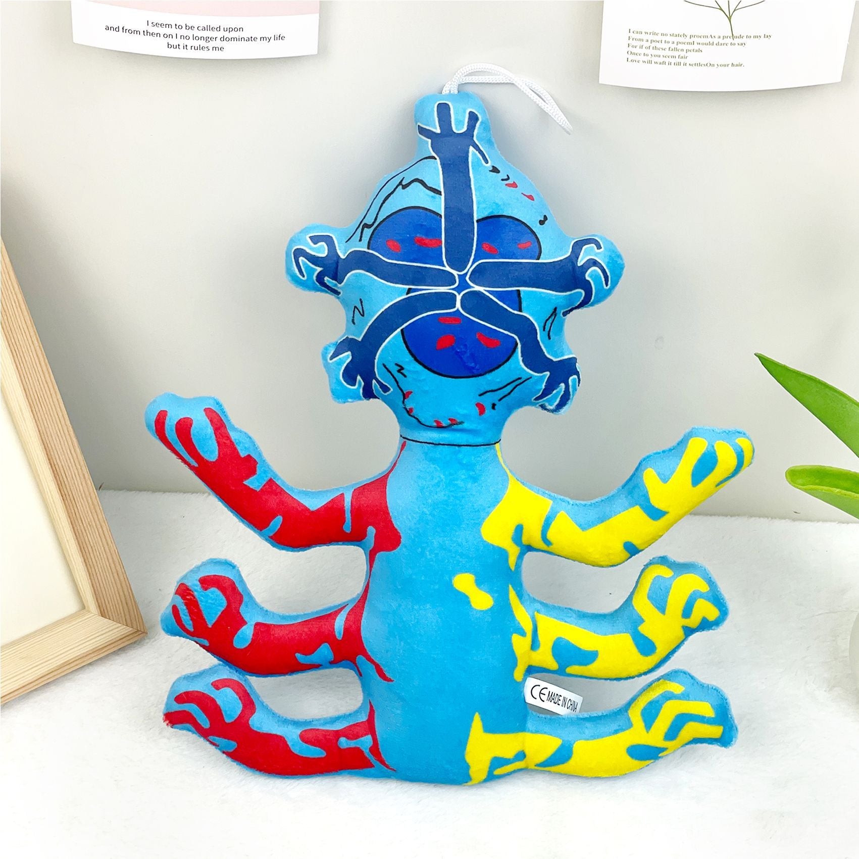 Nightmare Critters Poppy Playtime 4 Plush Toy - Multi-Limb Blue Red Yellow Grotesque Character Stuffed Doll with Hanging Loop