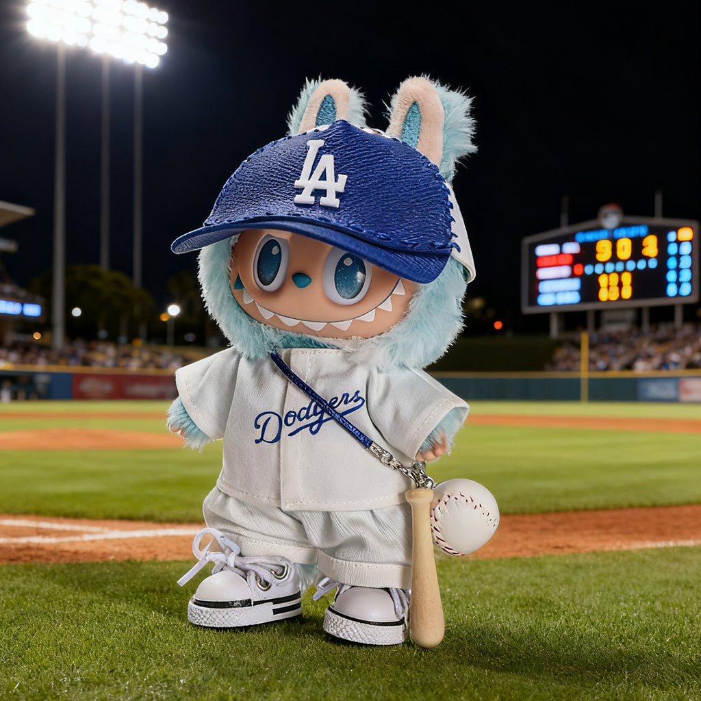 15-17cm Baseball Style Doll Multi-Piece Outfit Set, Los Angeles Dodgers Jersey & Cap + Bat Accessories, Sporty Trendy Doll Clothing Set