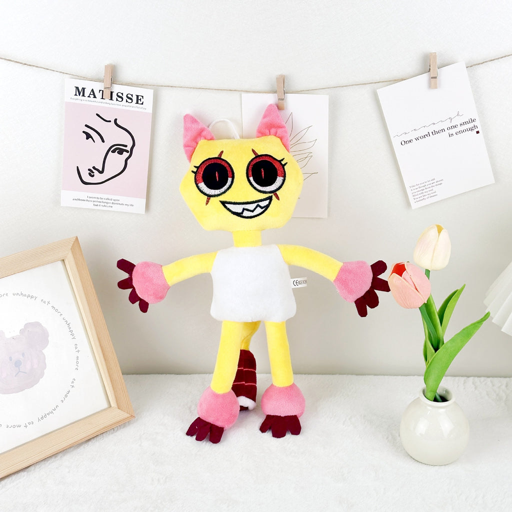 Dandy’s World Plush - Yellow Cat-Like Character Soft Stuffed Toy, 33cm Weirdcore Style with Hanging Loop