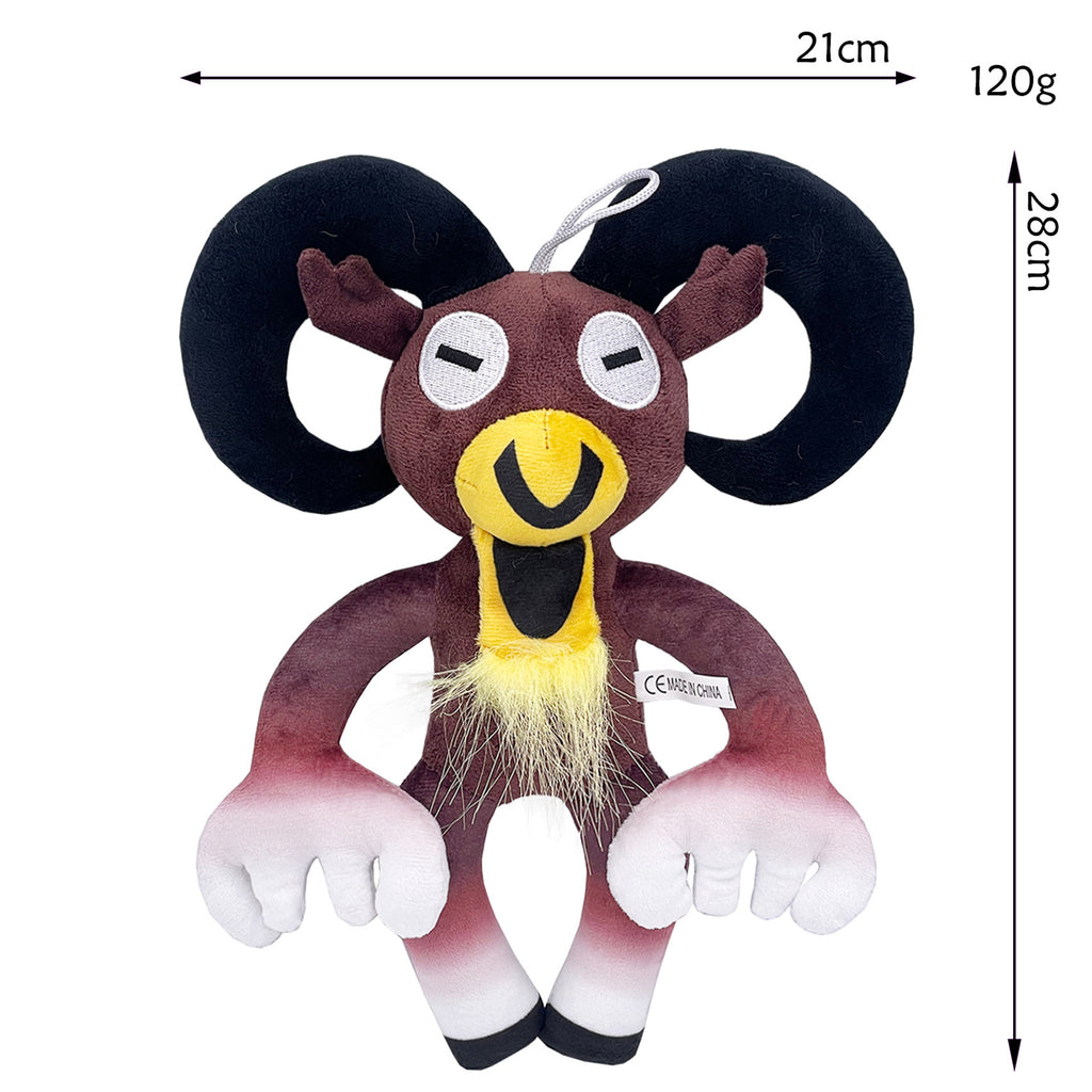 99Nights Brown Ram Plush Toy - Big Black Horns Gradient Hands Feet Stuffed Character for Collectors