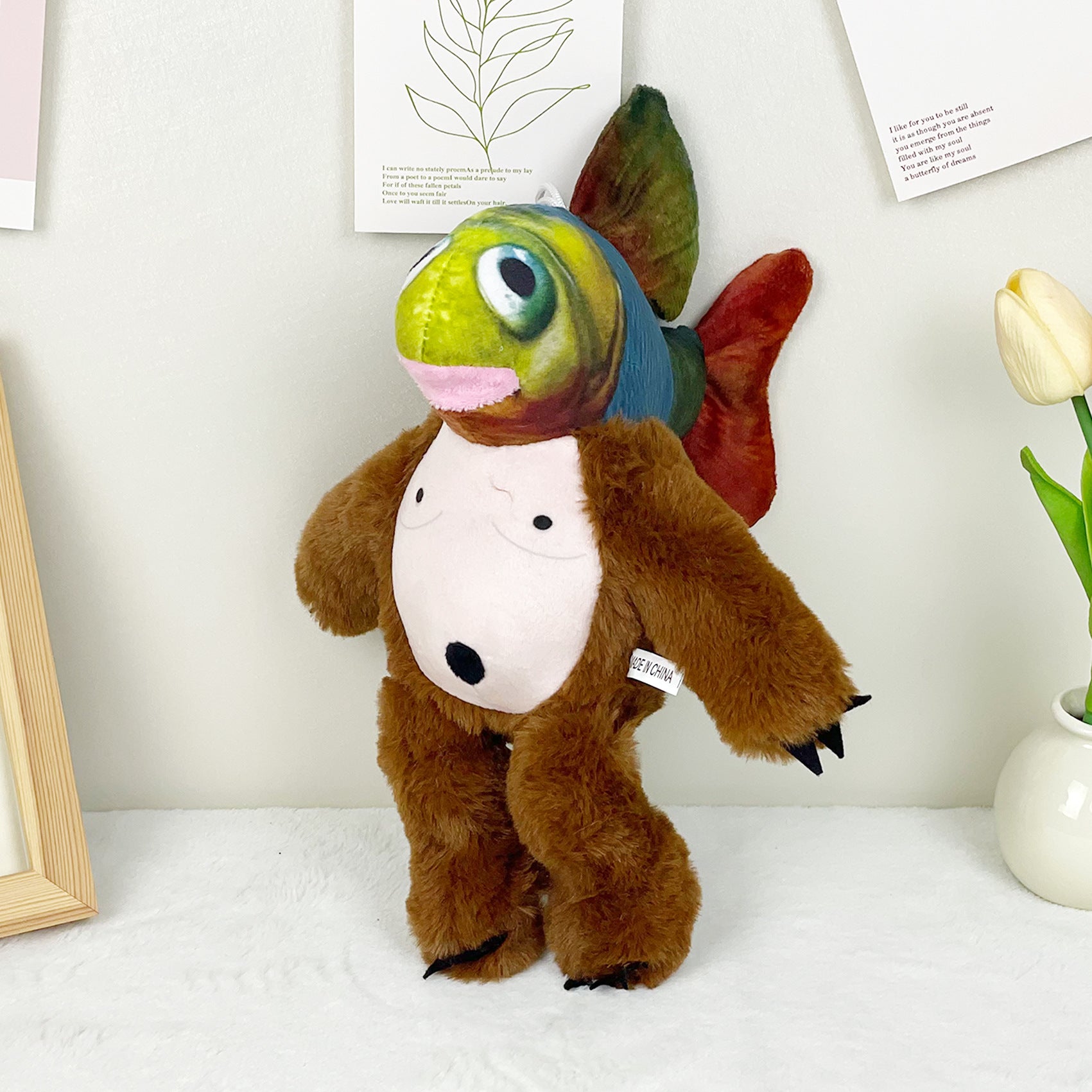 Shan Hai Jing Weirdcore Fish-Beast Hybrid Plush - Unique Mythical Creature Stuffed Toy, 26cm Fantasy Beast Plushie for Mythology Fans & Collectors