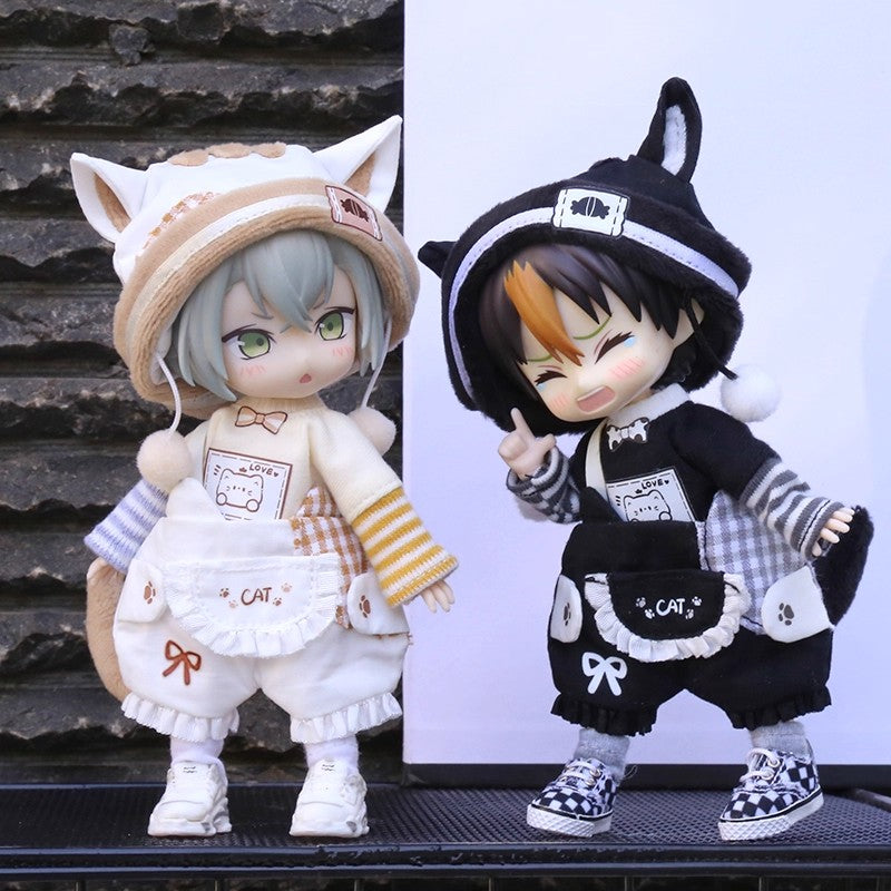 Cute Cat Outfit for OB11 Dolls - 1/12 BJD Body9 Doll Clothes 3-Piece Set