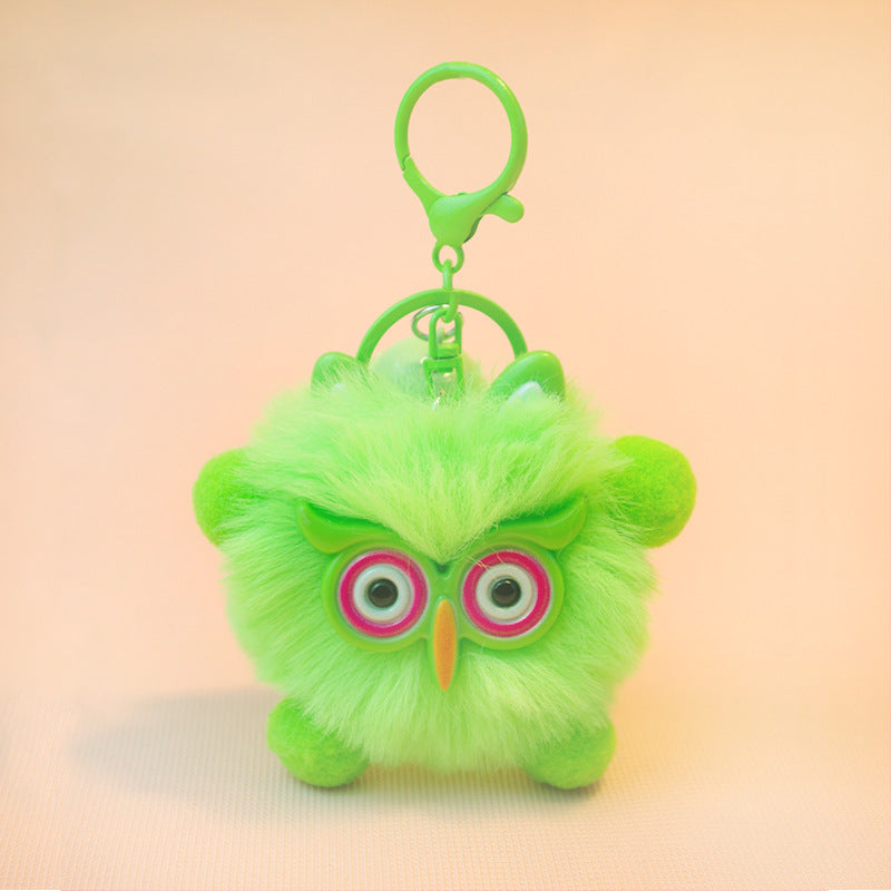 Cute Fluffy Owl Keychain Plush Bag Charm - Colorful Cartoon Animal Key Ring for Backpack Purse Car Key Decoration