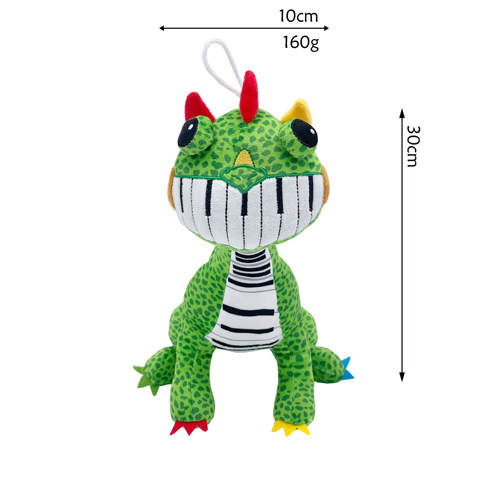 Nightmare Critters Poppy Playtime 4 Plush Toy - Green Spotted Piano Mouth Monster Dinosaur Stuffed Doll with Hanging Loop