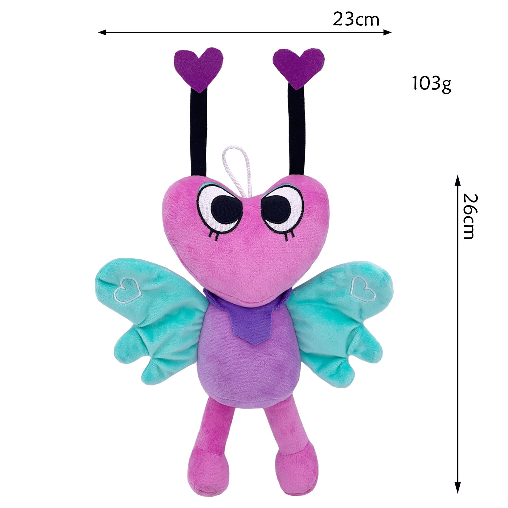 Dandy’s World 26cm Plush Toy - Heart-Shaped Weirdcore Character with Hanging Loop, Cute Gift for Collectors