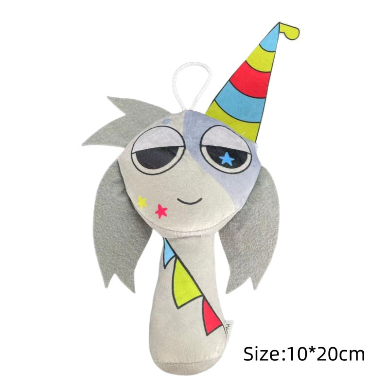 Sprunki Plush Doll - New Arrival Rhythm Box Game Merch, Gray Party Hat Monster Soft Plush Toy