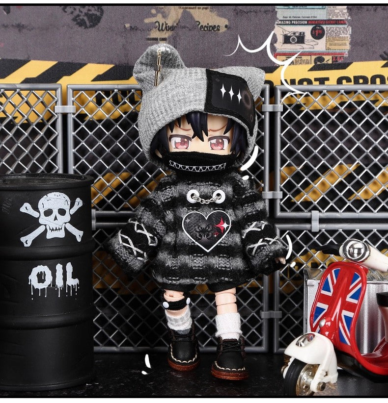 4-Piece Striped Sweater Set for OB11 Dolls - 1/12 BJD Outfit