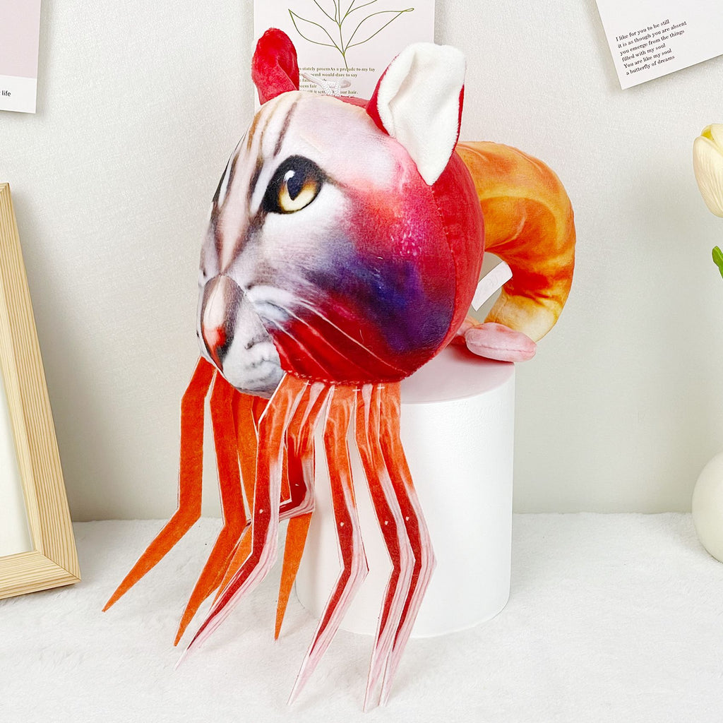 Shan Hai Jing Mythical Creature Plush - Unique Cat-Shrimp Hybrid Stuffed Toy, 22cm Fantasy Beast Plushie for Mythology Fans & Collectors