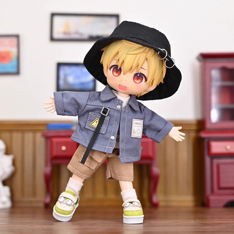 OB11 Doll Clothes | 1/12 BJD Doll Clothing | 4-Piece Doll Denim Jacket Set | 15cm Doll Outfits