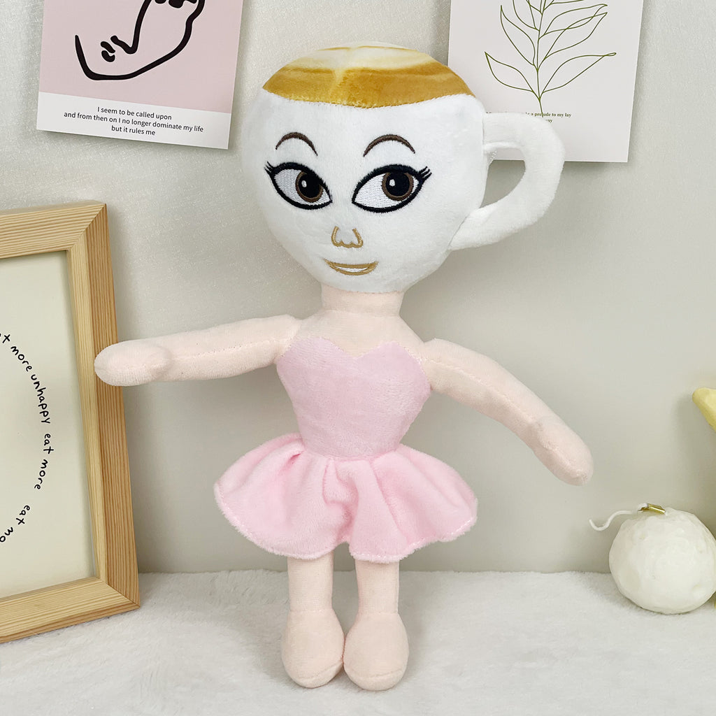 Weirdcore Latte Cup Ballerina Plush - Quirky Mythical Creature Stuffed Toy, 30cm Fantasy Plushie for Oddity Collectors & Memes Fans