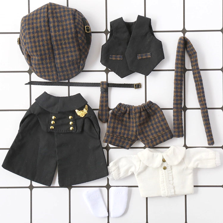 OB11 Doll Clothes | 1/12 BJD Doll Outfits | Doll British Beret & Retro Cape 8-Piece Set | Doll Clothing