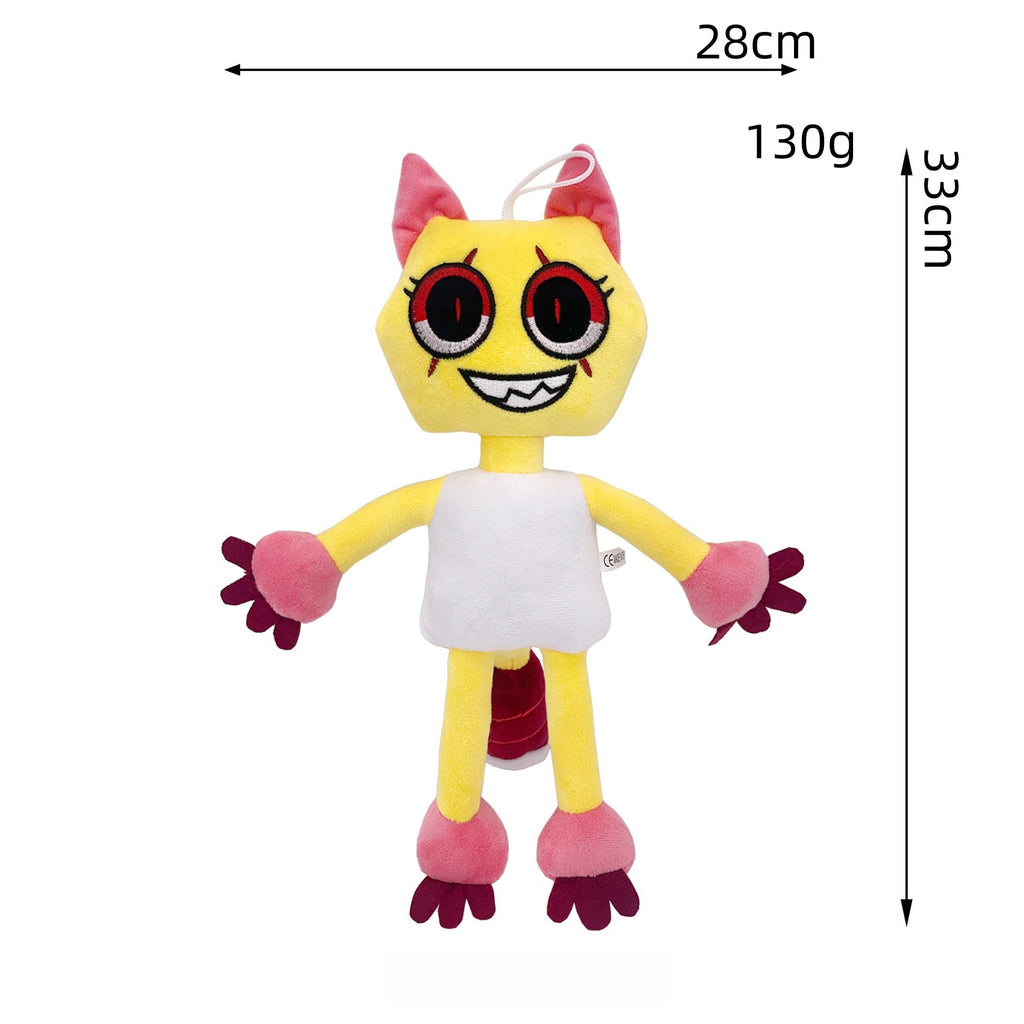 Dandy’s World Plush - Yellow Cat-Like Character Soft Stuffed Toy, 33cm Weirdcore Style with Hanging Loop