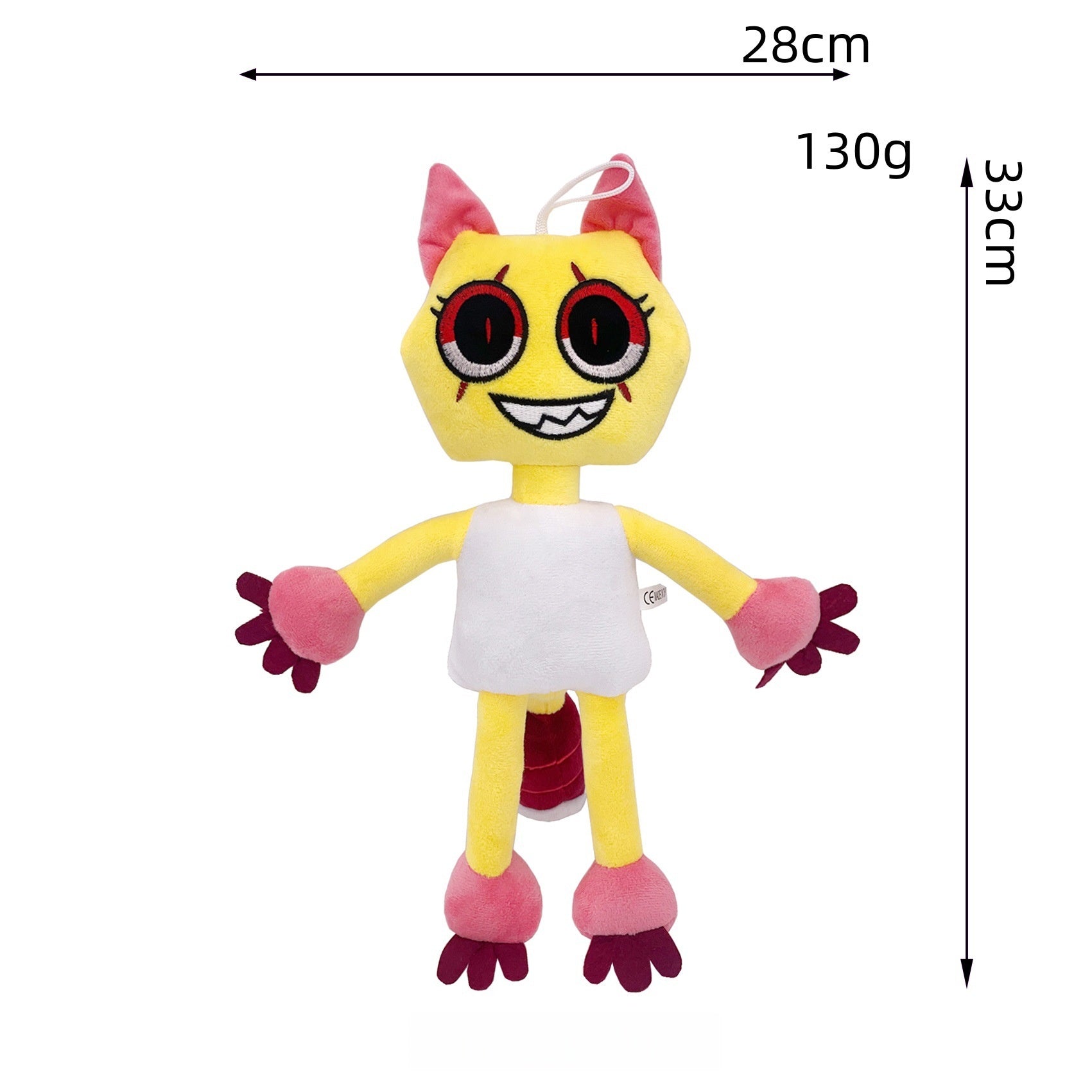 Dandy’s World Plush - Yellow Cat-Like Character Soft Stuffed Toy, 33cm Weirdcore Style with Hanging Loop