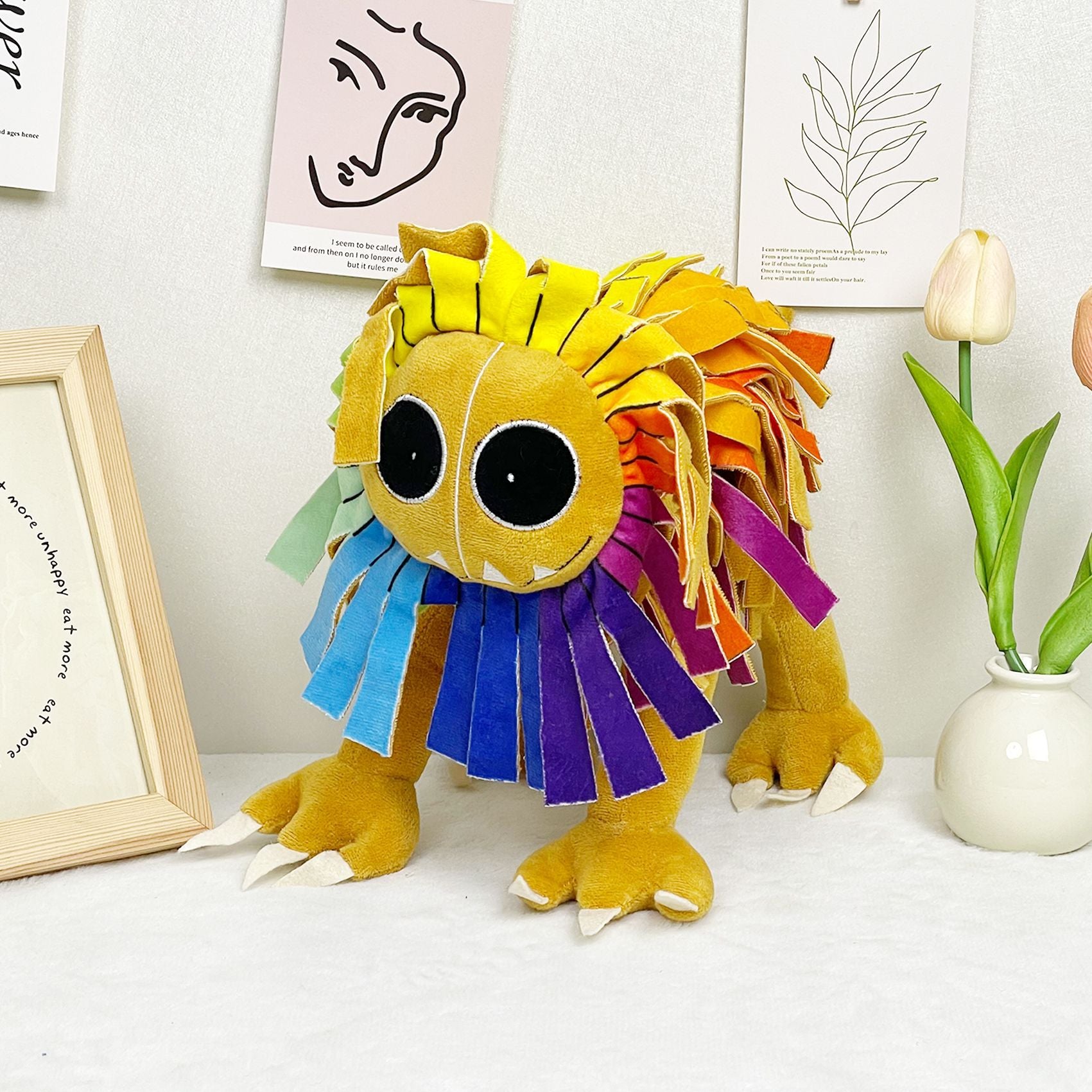 Nightmare Critters Poppy Playtime 4 Plush Toy - Rainbow Fringe Big Eye Monster Stuffed Doll