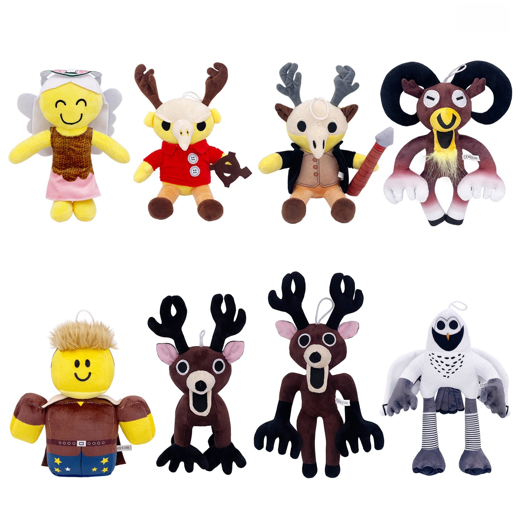 99Nights Brown Ram Plush Toy - Big Black Horns Gradient Hands Feet Stuffed Character for Collectors