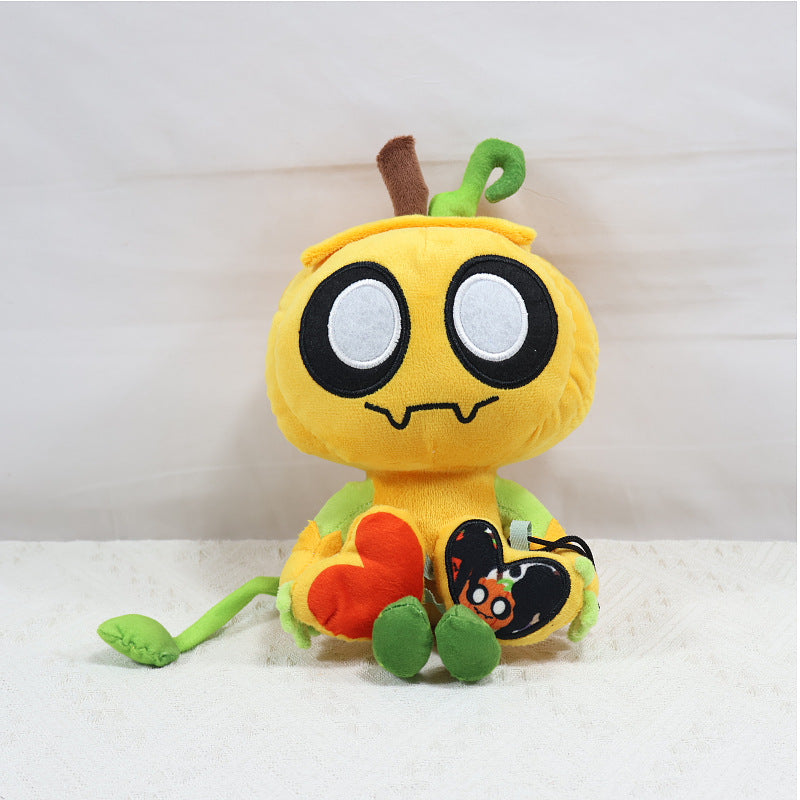 Gourdy Plush Toy - Cute Pumpkin Monster Stuffed Animal with Heart Tag, Halloween & Holiday Gift for Kids"