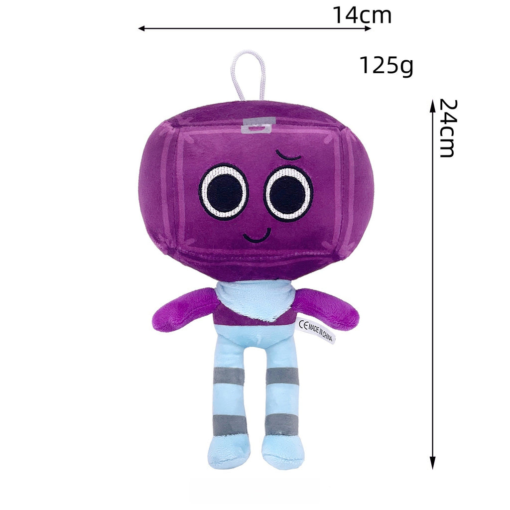 Dandy’s World Plush - Purple Cube Head Character Soft Stuffed Toy, 24cm Weirdcore Style with Hanging Loop