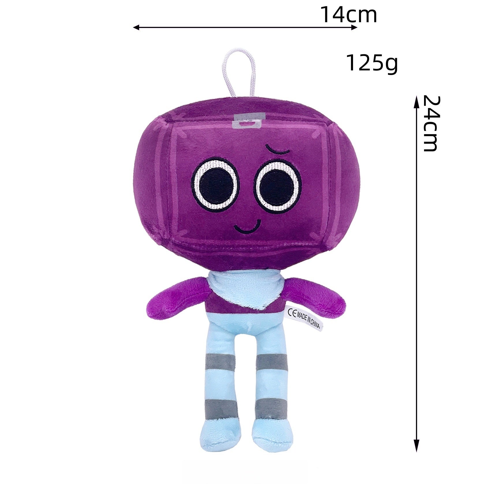 Dandy’s World Plush - Purple Cube Head Character Soft Stuffed Toy, 24cm Weirdcore Style with Hanging Loop